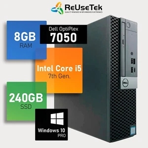 Dell OptiPlex 7050 SFF Intel i5-7500 3.4GHz 8GB RAM 240GB SSD Win 10 Pro Desktop - Picture 1 of 8