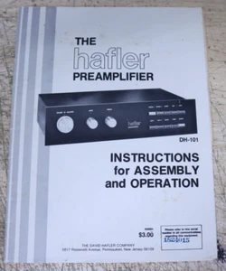 Nice Original Hafler DH-101 Preamp / Preamplifier Service Manual Guide Assembly - Picture 1 of 2