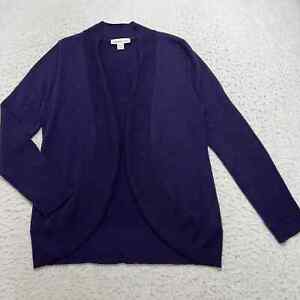 Coldwater Creek Women's Small Pure Wool Purple Lightweight Cardigan Sweater