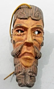 Hand Carved Wooden Sculpture Wall Hanging Man's Head Made In Guatemala Souvenir - Picture 1 of 5