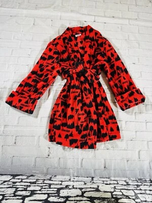 Roupão de banho Calvin Klein masculino vermelho preto com cinto de lã P 6-6X - Imagem 1 de 4