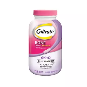 Caltrate Advanced Calcium 600 + Vitamin D3,Dual Action,320 Tablets,Bone Health - Picture 1 of 3