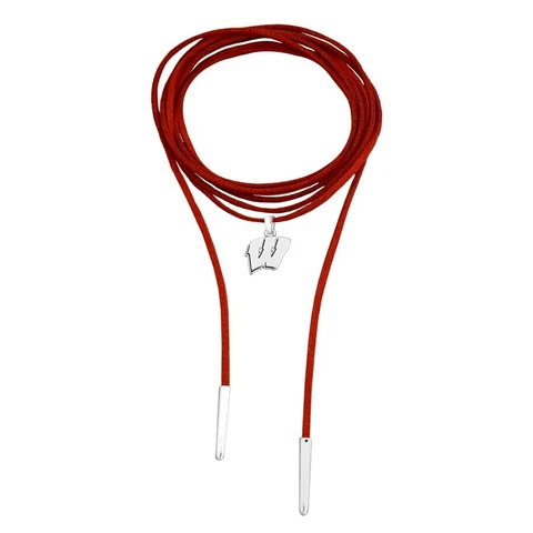 Wisconsin Badgers Team Red Silver Necklace Jewelry Suede Wrap Choker Charm NEW Cover
