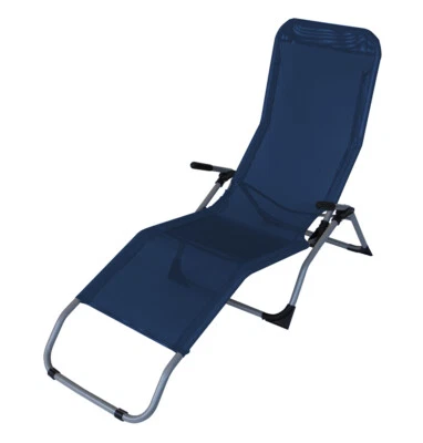 2x Relaxliege Gesundheitsliege Saunaliege Kippliege SYLT, Stahl + Textil blau - Bild 1 von 4