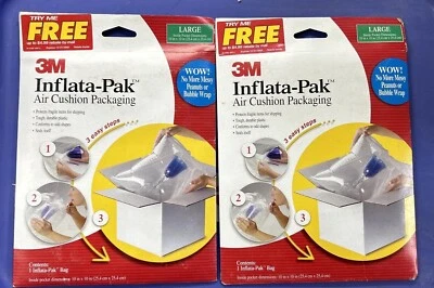 2-Pack 3M INFLATA-PAK Air Cushion Packaging Pocket Shipping Padding Bag LARGE - Image 1 of 4