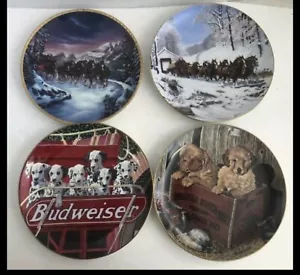 4 piatti birra Budweiser Clydesdale Dalmation Anheuser Busch nuovi con scatola da collezione - Foto 1 di 3