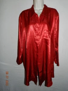 VTG Intimates Lane Bryant Nightshirt Size 14/16 Long Sleeve Button Down RED - Picture 1 of 4