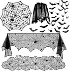 5 Pack Halloween Decorations Tablecloth Set, Black Lace Table Runner Round Spide