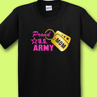 Proud Army Mom Black T-Shirt Tee Design W/ Metallic Gold Military Dog Tag