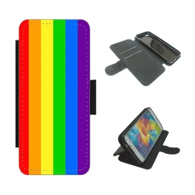 RAINBOW FLAG Wallet Phone Case Cover For iPhone / Samsung LGBTQ+ Gay Pride - Image 1 of 4