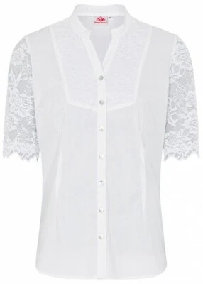 Spieth & Wensky Trachtenbluse Nek, Trachten Bluse, weiß, Spitze, Gr. 46 - Bild 1 von 4