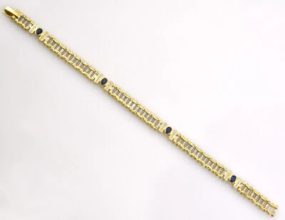 Armband Saphir 750/000 18 K Weiß-/Gelbgold 32 Brillanten zus. 0,50 ct 20 cm lang - Bild 1 von 4