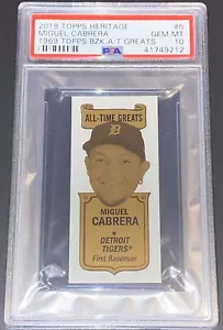 2018 Topps Heritage 1969 Bazooka All-Time Great SSP Miguel Cabrera PSA 10 GEM MT - Bild 1 von 2