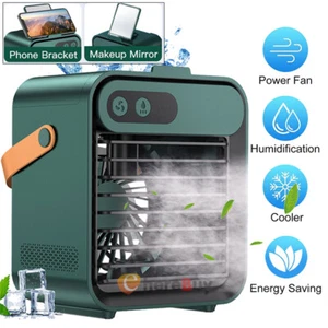 Air Cooler Fan Portable Mini Air Conditioner Personal Cooling Bedroom Desk Fan - Picture 1 of 52