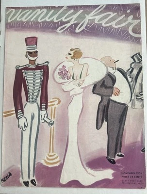 Оригинальная обложка журнала Vanity Fair в стиле ар-деко с принтом для обрамления ноябрь 1935 Benito - Изображение 1 из 4