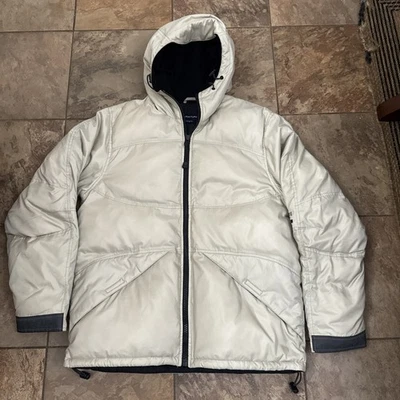 Structure Mens/ Women’s Jacket Adult Puffer beige Hooded Full Zip Size Small - Image 1 of 4