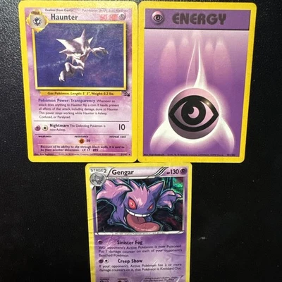 1999 Fossil Haunter & Psychic Energy Base Set 101/102 Pokemon TCG Card - Image 1 of 4