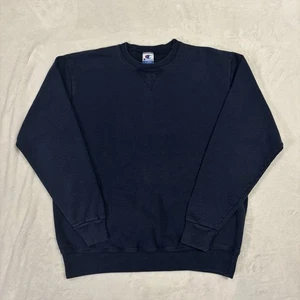 Sudadera Vintage Desteñida Campeón Cuello Redondo Años 90 Tejido Inverso En Blanco Grande Azul Marino - Imagen 1 de 10