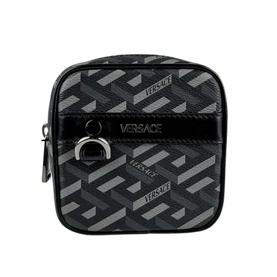 正品 VERSACE 小袋皮带袋黑色/灰色皮革 - z6425 — 第 1/4 张图片