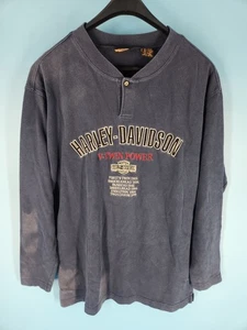 Vintage Harley Davidson V Twin Power Longsleeve Henley Größe L - Bild 1 von 5