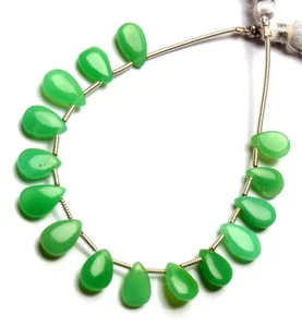 Natural Chrysoprase Gemstone 9x6 mm Size Smooth Pear Shape Beads 4.5" Strand - Picture 1 of 10