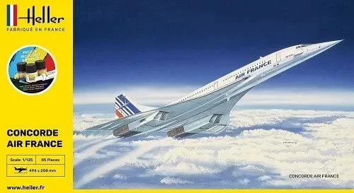 HELLER 1:125 KIT AEREO CONCORDE AIR FRANCE CON COLLA, COLORI E PENNELLO    56445 - Immagine 1 di 1