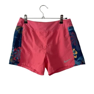 Nike Girls Large Training Shorts Running Activewear Coral Printed Dri Fit Lined - Picture 1 of 8