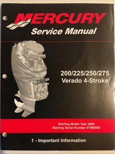 90-896580100 2005 Mercury Outboard Service Repair Manual 200-275 Verado 4S Specs - Picture 1 of 3