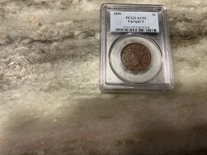 1856 Braided Hair Large Cent Upright 5 AU55 - Picture 1 of 2