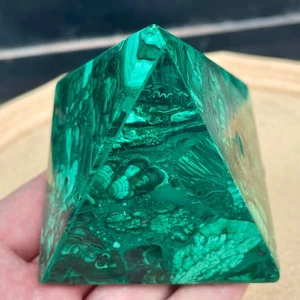 78MM A+++ Natural malachite quartz pyramid hand carved crystal healing - Picture 1 of 7