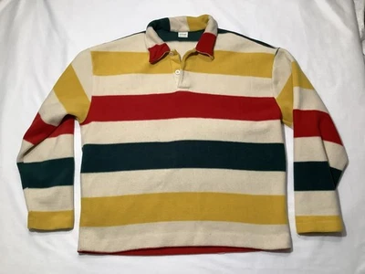 United Colors of Benetton Shirt Mens Large Multicolor Stripe Rugby Made in Italy - Image 1 of 4