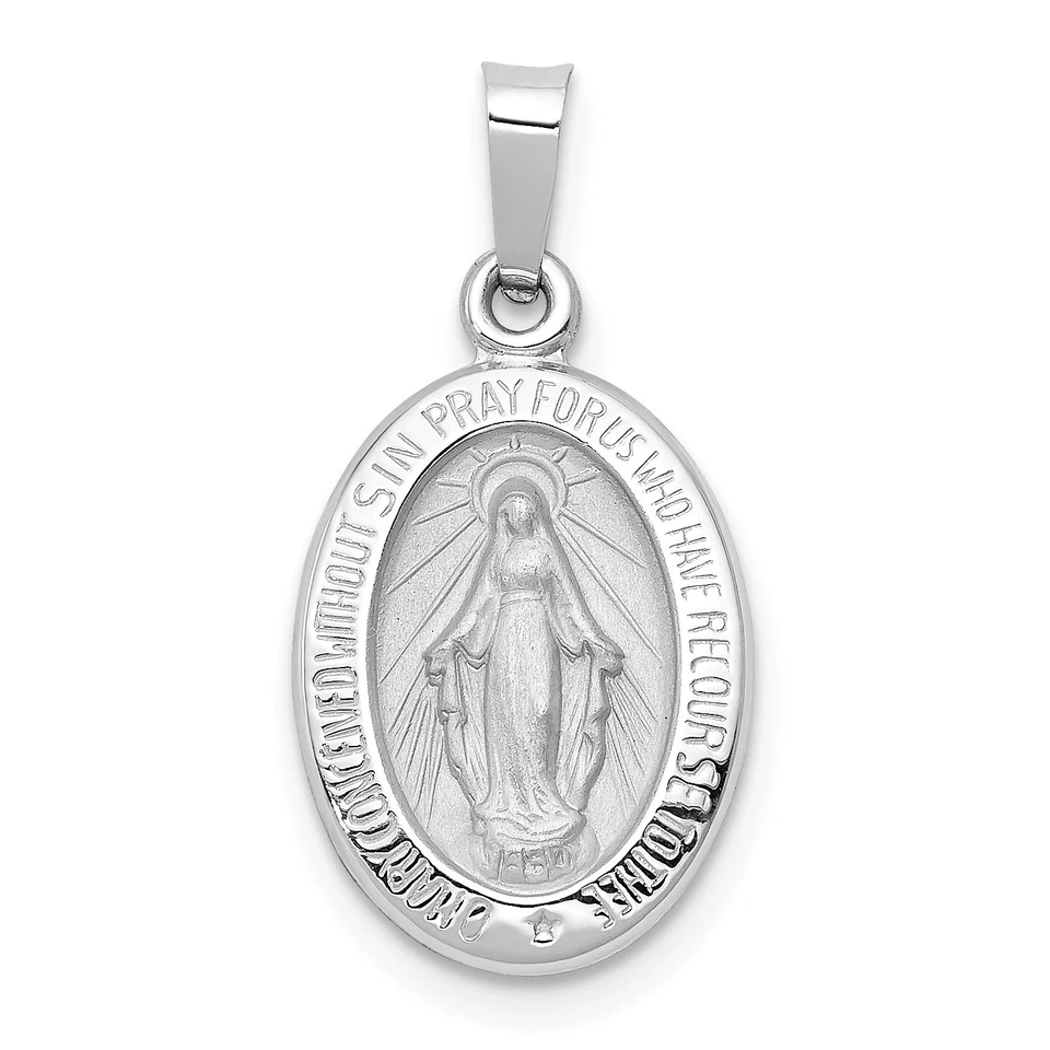 Goldia 14k Yellow or White Gold Polished and Satin Miraculous Medal Pendant