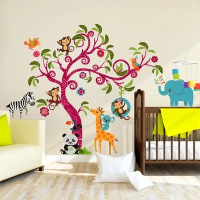 Wall Stickers Bedrooms Children Cloth Repositionable Jungle Pattern - Image 1 of 4