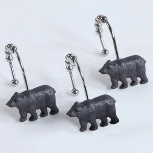 BESTIPES Black Bear Decorative Rustproof Stainless Steel Shower Curtain Hooks... - Picture 1 of 7