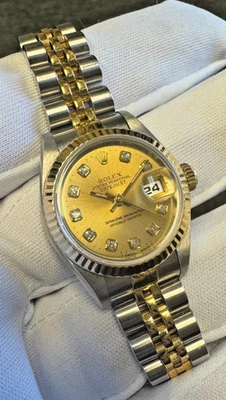 Rolex 69173 OP Datejust esfera diamante 26 mm reloj automático caja original LW406 Foto 1 de 4