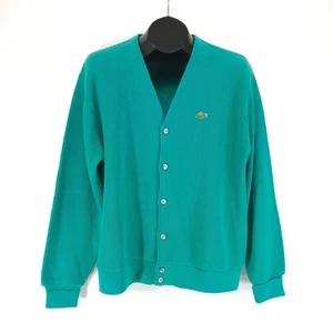 Vintage Izod Lacoste V-Neck Knit Cardigan Men's Large Orlon Acrylic 80s Golf USA - Bild 1 von 14
