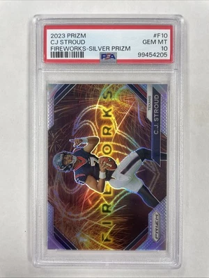 2023 Prizm CJ Stroud Fireworks Silver Prizm RC PSA 10 #F10 - Image 1 of 2