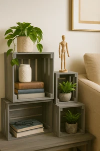 Rustikale graue Holz Nistkisten 4er Set - Bauernhaus Aufbewahrung & Vitrinen, - Bild 1 von 8