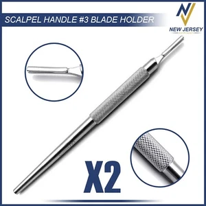 2Pcs Surgical Scalpel Handle Blade Holder #3 with Round Pattern Stainless Steel - Picture 1 of 3