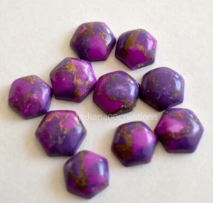 Purple Copper Turquoise Hexagon Cabochon 8mm To 20mm Natural Loose Gemstone - Picture 1 of 5