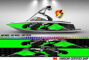Lime Green Hexagon Graphic Vinyl Boat Wrap Decal Fishing Pontoon Sportsman Boats - Picture 1 of 5