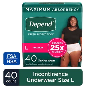 Fresh Protection Incontinence Underwear for Women, Adult Diapers, L, 40 Count - Picture 1 of 9