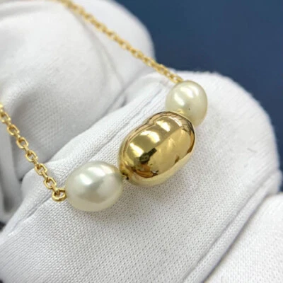 Collar de perlas MIKIMOTO K18YG aprox. Cadena 5x5,8mm 38cm limitada de JAPÓN◎ Foto 1 de 4