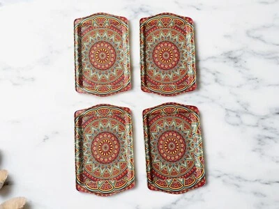 4 Small Metal Trays Turkish Serving Coffee/Tea Tray, Perfect Housewarming Gift - Image 1 of 4