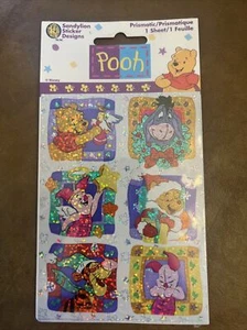 Vintage Sandylion Prismatic Disney Pooh Piglet Tigger Christmas Stickers Sealed - Picture 1 of 6