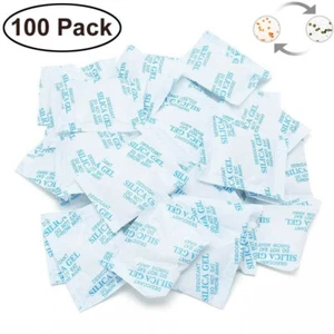 100 Packs 3 g Grams Silica Gel Desiccant Packets Moisture Absorber Drying Bag - Picture 1 of 9