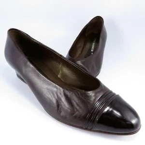 PETER KAISER Dress Flats Womens Size 9M Brown Leather Patent-Toe Slip-Ons Pumps - Picture 1 of 12