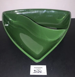 Mid Century Modern Divided Serving Bowl Candy Dish Avacado Green MCM Decor Vtg - Picture 1 of 6