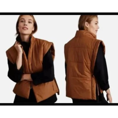 Chaleco acolchado Anthropologie Pilcro de nailon marrón lazos laterales OS. Foto 1 de 4