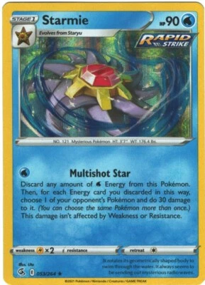 Starmie 53/264 Fusion Strike Holo Holo Rare Pokémon TCG - Image 1 of 2